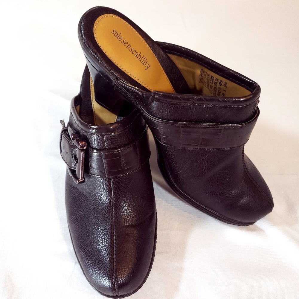 Sole Senseability 3" dark brown mules